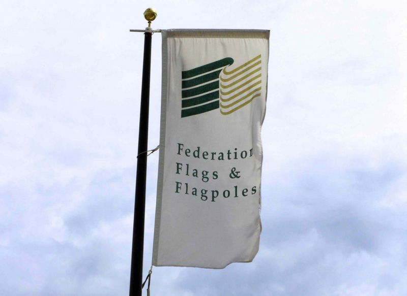 A custom printed flag made to a client artwork