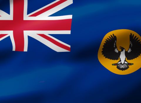 A state flag flying outdoors